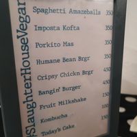 Menu 1/2 at Slaughterhouse Vegan in Calangute