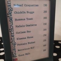 Menu 2/2 at Slaughterhouse Vegan in Calangute