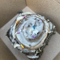 Halloween cinnamon bun  at Bandit Bakery in Aberdeen