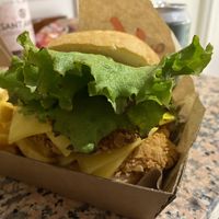 The "chicken" burger was not bad in taste, but it was really dry, it had no sauce.  at Goiko in Barcelona