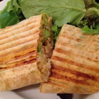 vegan chicken & brown rice wrap (tasty!)  at Red Velvet Cafe - Fashion Show Mall in Las Vegas