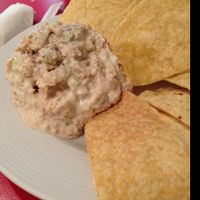 vegan tuna scoop with baked tortilla chips  at Red Velvet Cafe - Fashion Show Mall in Las Vegas