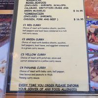 curry menu, most can be made vegan at Thai Chili in Reno
