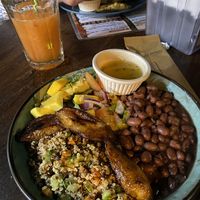 Quinoa bowl, papaya smoothie & dip trio  at Kinsu in Uvita