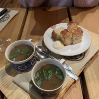 Foccacia with their own broth  at Bistro Vilja in Tampere