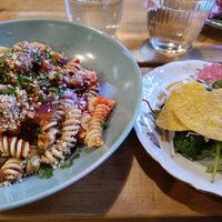 Lunch (vegan chorizo pasta) at Bistro Vilja in Tampere