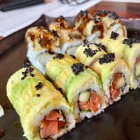 Green Goddess (front) & Vegan Black Dragon (back)  at Blue Sushi Sake Grill in Chicago