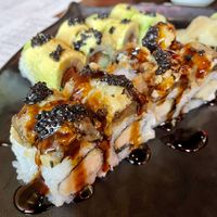 Vegan Black Dragon (front) & Green Goddess (back)  at Blue Sushi Sake Grill in Chicago