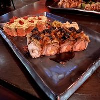 Eden roll (left) vegan black dragon roll (right)   at Blue Sushi Sake Grill in Chicago