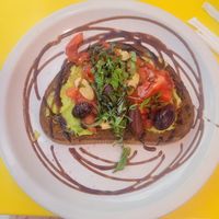 Avocado toast (half order) at Steady Eddy's Cafe at the Market in Flint
