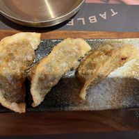 Pan-fried mushroom and truffle mandu  at Kimchee Restaurant in North London