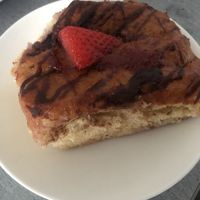 Chocolate and strawberry bun  at Plant Blonde in Glasgow