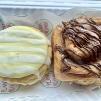 Lemon curd empire biscuit & chocolate and strawberry bun  #Veganuary at Plant Blonde in Glasgow