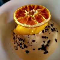 Lebkuchen ,Spekulatius- Espuma, Orange Sorbet at Steinhaus1718 in Budingen