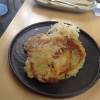 Vegan potato pancake with sauerkraut at Kavárna Nota in Pardubice