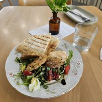 falafel, salad, pita at Kavárna Nota in Pardubice