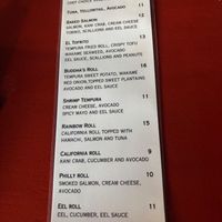 Sushi menu at Tin Box in Vieques