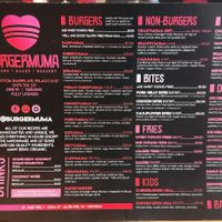 Menu at Burgermuma in Karratha