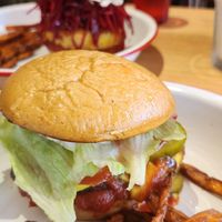 Vegan Cheesymuma with Veganmuma behind at Burgermuma in Karratha