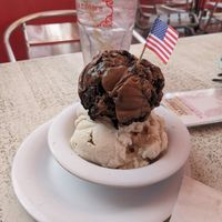 Vegan chocolate cookies and cream and vegan vanilla at Jaxson's Ice Cream Parlor & Restaurant in Dania Beach