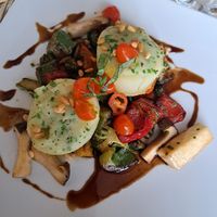 Kräuterseitling mit gratinirten Kartoffeln at Krone in Hoechst Im Odenwald
