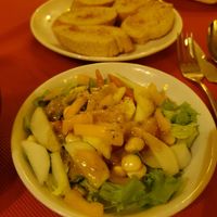 Side salad and garlic bread at Martinica in Manta