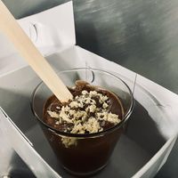 Vegan bitter chocolate mousse with halva! at La Baguette in Athens