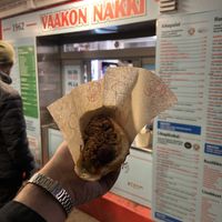 The worst photograph of a nice hot dog  at Vaakon Nakki in Tampere