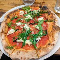 McCartney pizza (black garlic and cashew cheese) at Mitoa Pizzeria in Barcelona