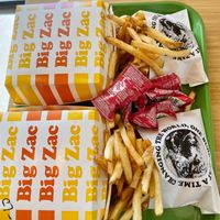 Big Zac Burgers with Fries at Plant Power Fast Food in Hollywood