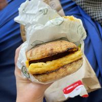 Sausage, egg and cheese muffinns  at Plant Power Fast Food in Hollywood