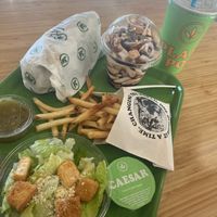 Vegan burrito, salad, fries, ice cream with toppings   at Plant Power Fast Food in Hollywood