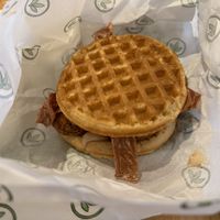 Waffle Chick’n Sandwich   at Plant Power Fast Food in Hollywood