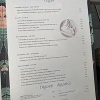 Vegan section on the dinner menu   at Jaadin in Munich