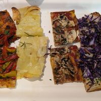 Pepper with tomato base, potato no sauce,  mushrooms with tomato base, cabbage no sauce at La Prezzemolina in Rome