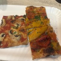 Vegan mushroom and pepper slices  at La Prezzemolina in Rome