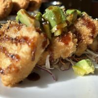 Deep fried Tofu coated with Panko, served with avocado salsa & katsu sauce  at Soho in Newcastle Upon Tyne