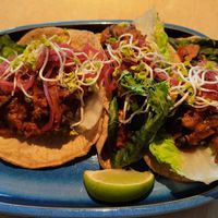 Vegan Tacos (jackfruit left, chimichurro right) at Enchilada in Hannover