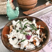 Chilaquiles rojos   at Mandragora Vegan in Mexico City