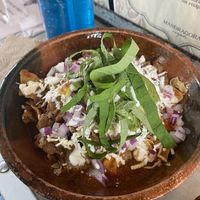 Los chilaquiles   at Mandragora Vegan in Mexico City
