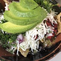 Chilaquiles con chorizo   at Mandragora Vegan in Mexico City