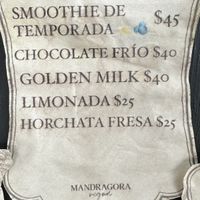 Drinks  at Mandragora Vegan in Mexico City