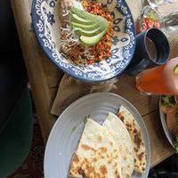 Tofu revuelto y sincronizadas  at Mandragora Vegan in Mexico City
