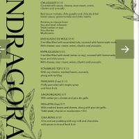 English menu  at Mandragora Vegan in Mexico City