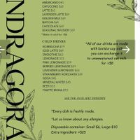 English menu  at Mandragora Vegan in Mexico City