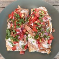 Molletes  at Mandragora Vegan in Mexico City