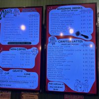 Menu as of November 2025  at The Mason Jar Coffee & Gelato in Helen