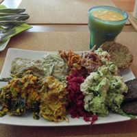 Mixed platter and yellow smoothie @ Mannatural, Budapest at The Restaurant of Life in Budapest