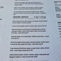 Menu at Edge in Geelong
