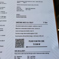 Menu at Edge in Geelong